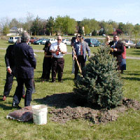 Tree Planting For LCpl Judge and Cpl McMahon: Dwight McDonald finished planting Cpl McMahon's Tree.